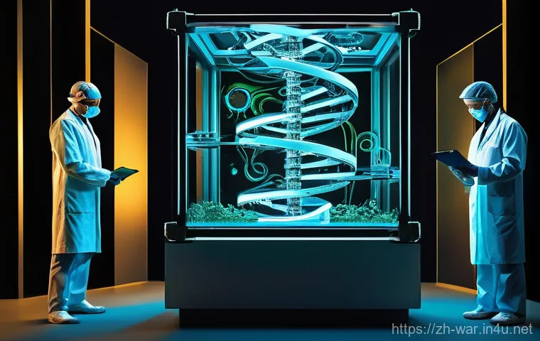 생화학 무기 위험성 - **Prompt: The Dual Nature of Advanced Biotechnology**
    A visually rich, conceptual illustration d...