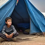 시리아 내전 분석 - **Prompt Title: Resilient Hope in a Refugee Camp**
    A poignant and realistic scene depicting two ...