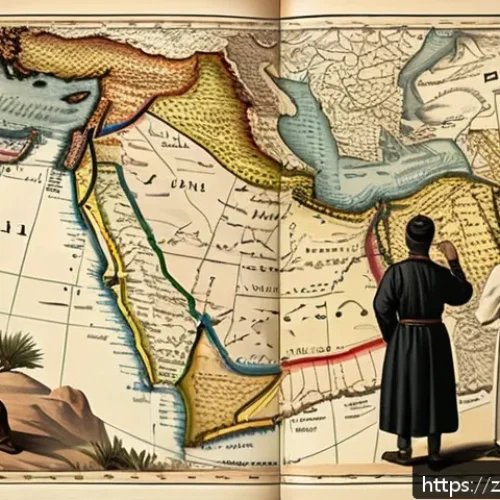 팔레스타인 분쟁 - A detailed historical scene depicting the early 20th-century Middle East after the fall of the Ottom...