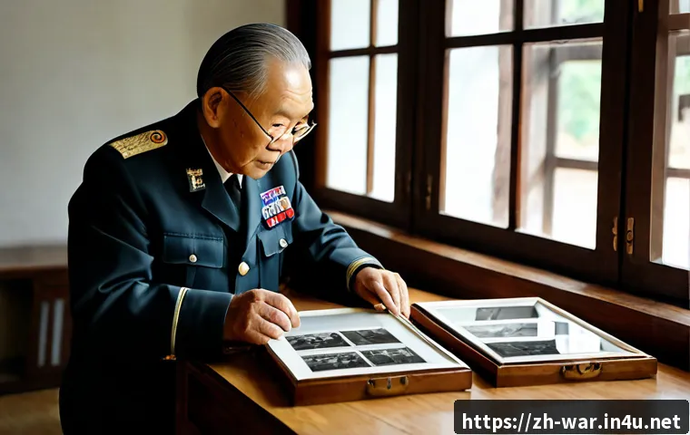 전쟁 관련 다큐멘터리 - Photorealistic war documentary scene, elderly military historian in a quiet archive examining unmark...